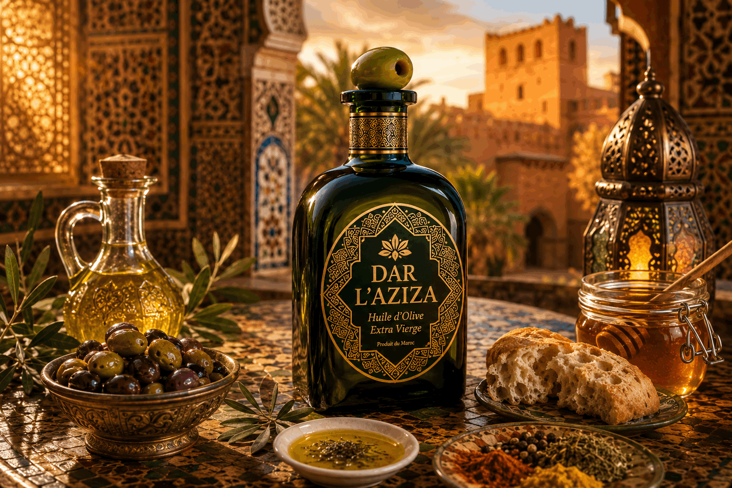 Dar Aziza - Huile d'Olive Extra Vierge Artisanal  750ml  Pressée à froid